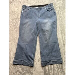 Belle Kim Gravel Women Plus Sz 26WP Blue Jeans Wide Leg Boho Baggy Stretch Waist